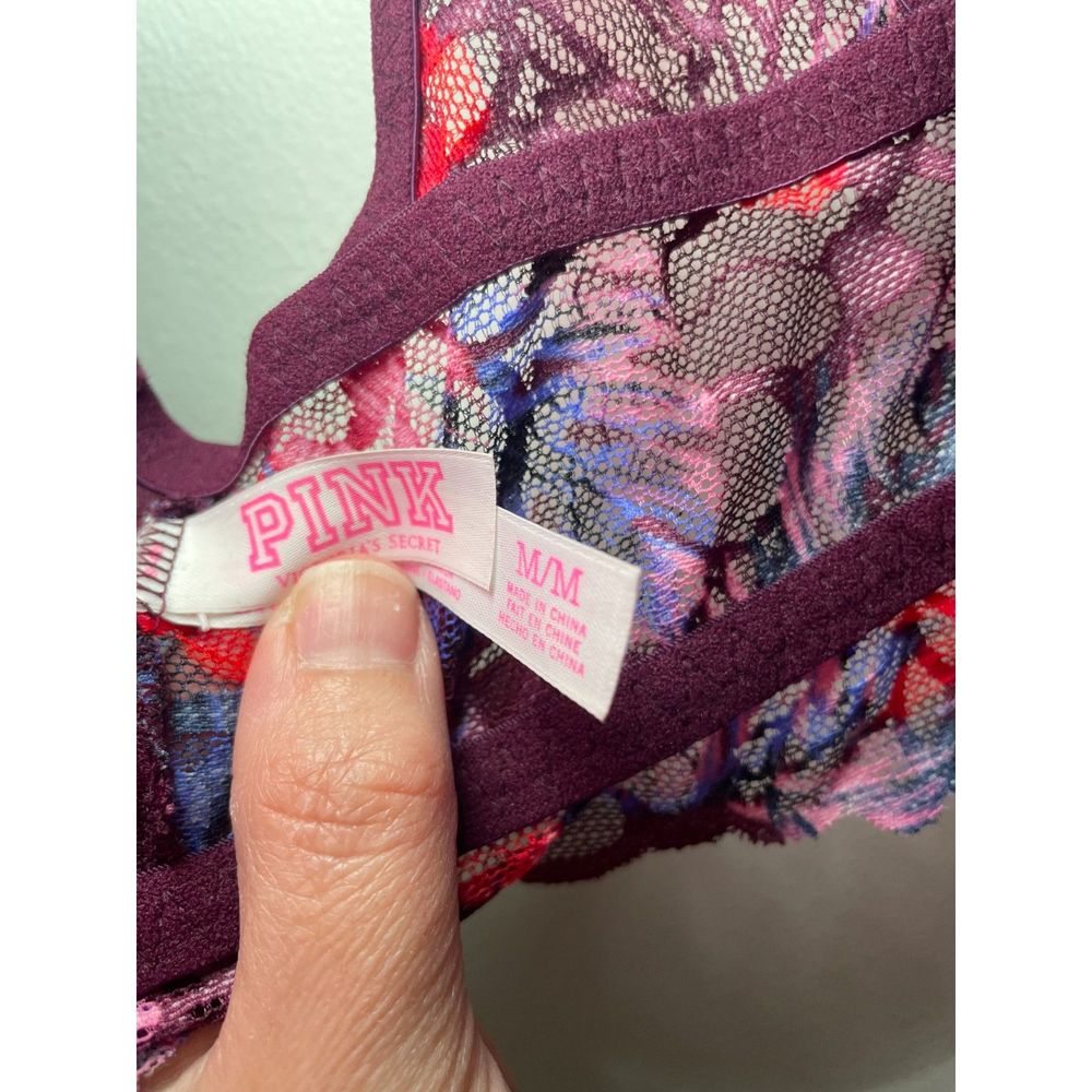 PINK Victoria’s Secret Very sexy floral‎ lace bralette size M/M Cami Lace - Picture 6 of 6